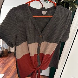 Paper crane button blouse